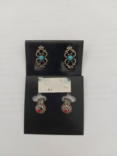 Modeschmuck Ohrringe 2er Set rot/blau Clip on  Ohrclips