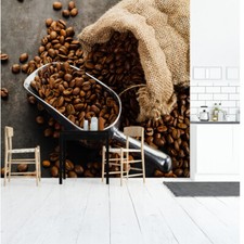 VLIES FOTOTAPETE Tapete Selbstklebend XXL Küche Kaffeebohnen Holz 3D 3225