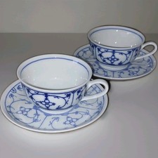 2 Sets Winterling Indisch Blau Strohblume Tasse Tee Kaffee Unterteller 