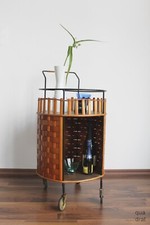 Servierwagen Barwagen 60er Jahre String Rattan Geflecht