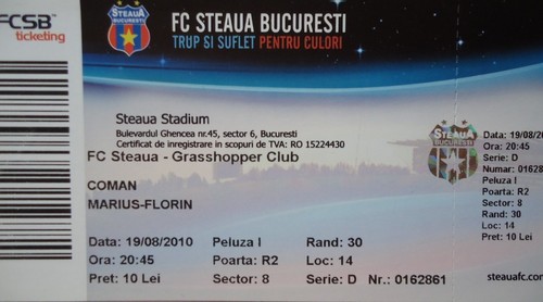 Ticket uefa 2010 steaua - el, 2010/11