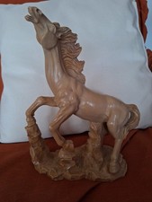 Pferdefigur Steigender Hengst, Skulptur signiert R.B., H 27 cm hoch