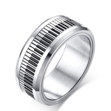 Drehbarer Herren Ring Klaviatur Edelstahl schwarz Keyboard