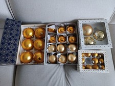 32 Weihnachtskugeln, Weihnachtsschmuck verschiedene Goldtöne und Größen 