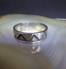 Ring Silber 925 Bandring  Indianer Navajo Hochzeitsring geschwärzt 18 mm 4,5g