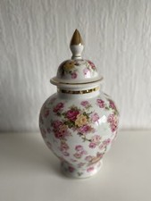 Deckelvase Royal Porzellan Bavaria KPM Handarbeit Gold Rosenmotiv Vase