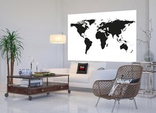 Fototapete Weltkarte SchwarzWeiß Wandbild Dekoration Erde Atlas World-Map 210x14