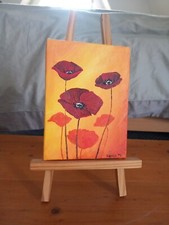 Kleines Kunstwerk "Mohn" Auf Staffelei