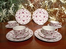 AUGUST WARNECKE, China Purpur -  4 schöne Teegedecke