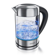 Arendo Premium Edelstahl Design Glas Wasserkocher 2200 Watt 1,7 L LED TOP
