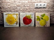 3 Glasbilder Früchte im
