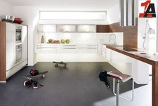 CHARME Hgl Weiss Arbeitsplatte Weiß-Dekor + Kastanie die schwebende Küche
