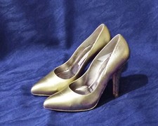 Pura Lopez Designer Pumps/High Heels, Leder, goldfarben, Innenplateau, Gr. 37,5