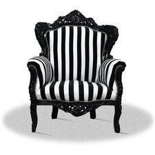 Barock Sessel Stoff Schwarz Weiss Zebra Design Exquisit auffällig antik luxus