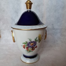 AK Kaiser Porzellan Bonboniere echt Scharffeuer Kobalt Imperial - leicht beschäd