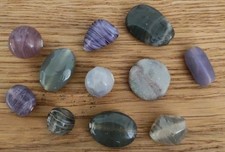 ❤️ Hobbyauflösung ❤️ Konvolut Große Glasperlen Mix Grau Lila ~ 12 - 25 mm ❤️