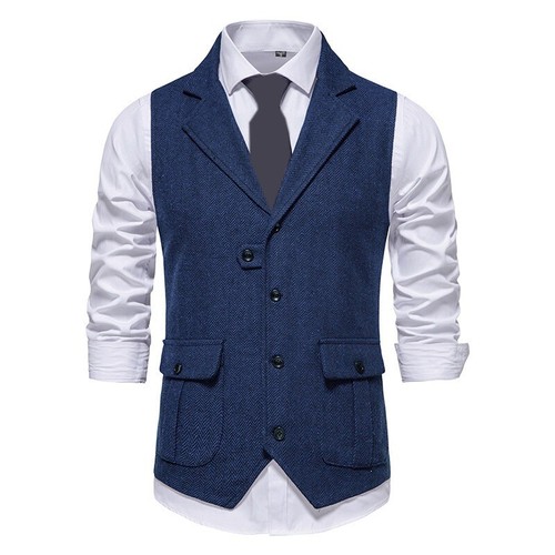 Herren tweed revers weste - tweed,