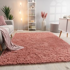 Hochflor Teppich Wohnzimmer Fellteppich Kunstfell Shaggy Flauschig Einfarbig