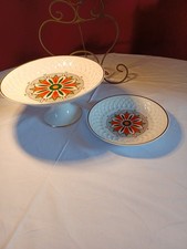 Schumann Arzberg Porzellan Schale mit Fuß , Servierteller 2 Teile Top Zustand