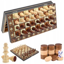 3 in1 Schach Schachbrett Holz
