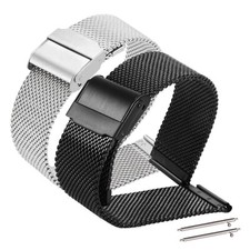 Edelstahl Mesh Uhrenarmband 12 |14 |16 |18 |20 |22mm Milanaise Schwarz Silber