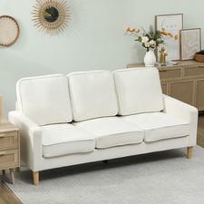 HOMCOM 3-Sitzer Sofa, Couch mit Armlehnen, Getufteter Rückenlehne, Samtoptik