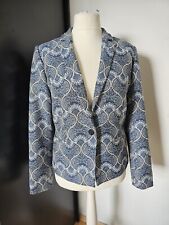 Jacquard Business Sommer Blaser,Jacke  in blau mit  Barock Ornamenten Gr.44