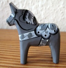 Dalarnapferd Dalapferd Holzpferd Schweden 5 cm grau oder schwarz mit silber