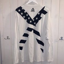 Langarmshirt Reebok USA CrossFit Cross Fit Shirt Oberteil Gr. L Weiß T-Shirt