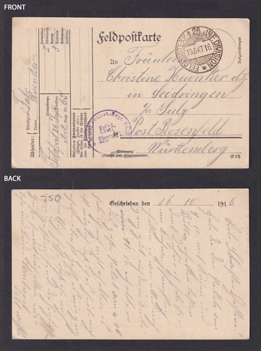 Wwi german feldpost 1916 - feldpost, somme