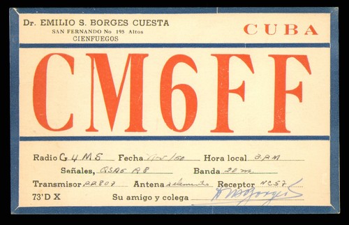 Qsl amateurfunk cm6ff - qsl, 1950