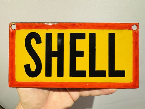 Altes emailleschild shell - emailleschild,