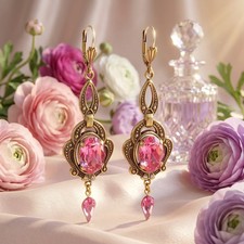 Chandelier Ohrringe Gold Rosa