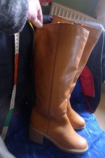 Vintage Kreppsohle Lederstiefel mit Blockabsatz Gr. 37 Neu