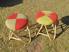 2 x Bambus Rattan Hocker