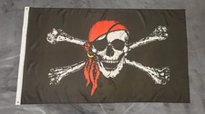 Fahne Flagge Pirat - Totenkopf - Rotes Kopftuch - 90 x 150 cm