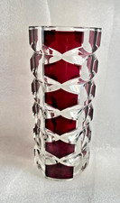 Glas Vase transparent weinrot Luminarc France Bleikristall