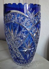 Kristallvase, Blau,Bleikristall 