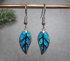 Opal Blatt Ohrringe Blau