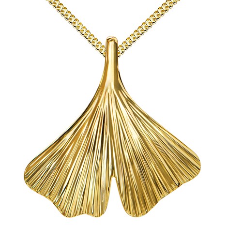 Gold ginkgo anhänger 750 - ginkgo-anhänger,