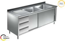Spülschrank 2 Becken und Schubladen ALLE GRÖßEN Gastrospüle Spüle Edelstahlspüle