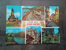 Alte Postkarte Rüdesheim Drosselgasse Niederwald Denkmal Burg Rheinstein gel.