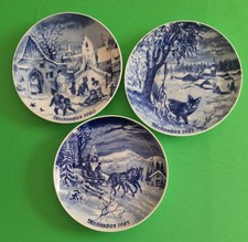 Weihnacht Teller 1980, 1981, 1985, Ø19cm, Lichte, Porzellan, Kobalt blau,
