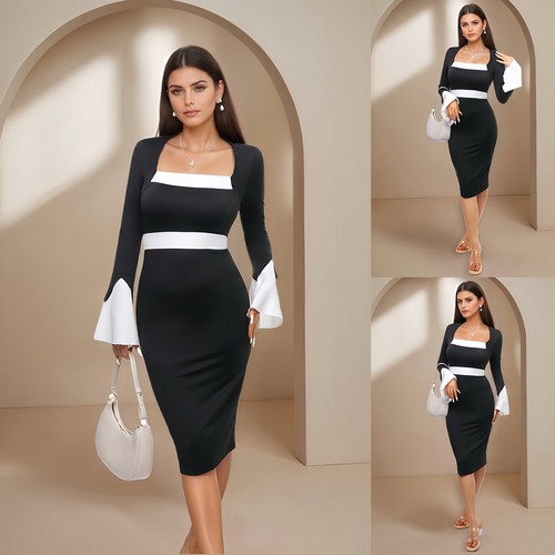 Damen elegant midikleid - elegant,