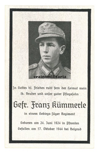 Orig sterbebild gebirgsjäger - orig.,