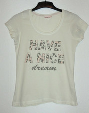 Beiges Schlafshirt Kurzarm mit grau/rosa Schriftzug "Have a nice dream" Gr. S 