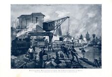 Industriehafen Köln XL Kunstdruck 1925 Hafen Feldbahn Kran Rhein Hafenarbeiter