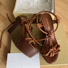 Sergio Rossi Leder Espadrille Keilabsatz Sandalen /  UVP 650 EUR
