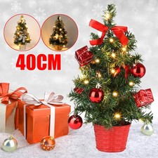 Mini Weihnachtsbaum Beleuchtet 40CM Tannenbaum Baumschmuck Weihnachtskugeln Deco