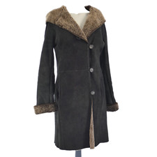 Lammfell Lammfell Mantel Kapuze schwarz Vintage Jeans Guise Gr. 36 UK 8